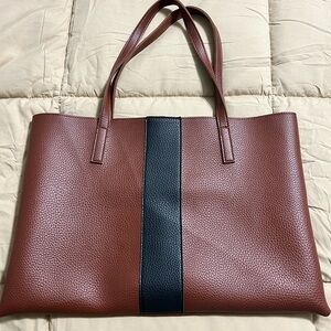 Elegant Brown and Black Leather Tote Bag